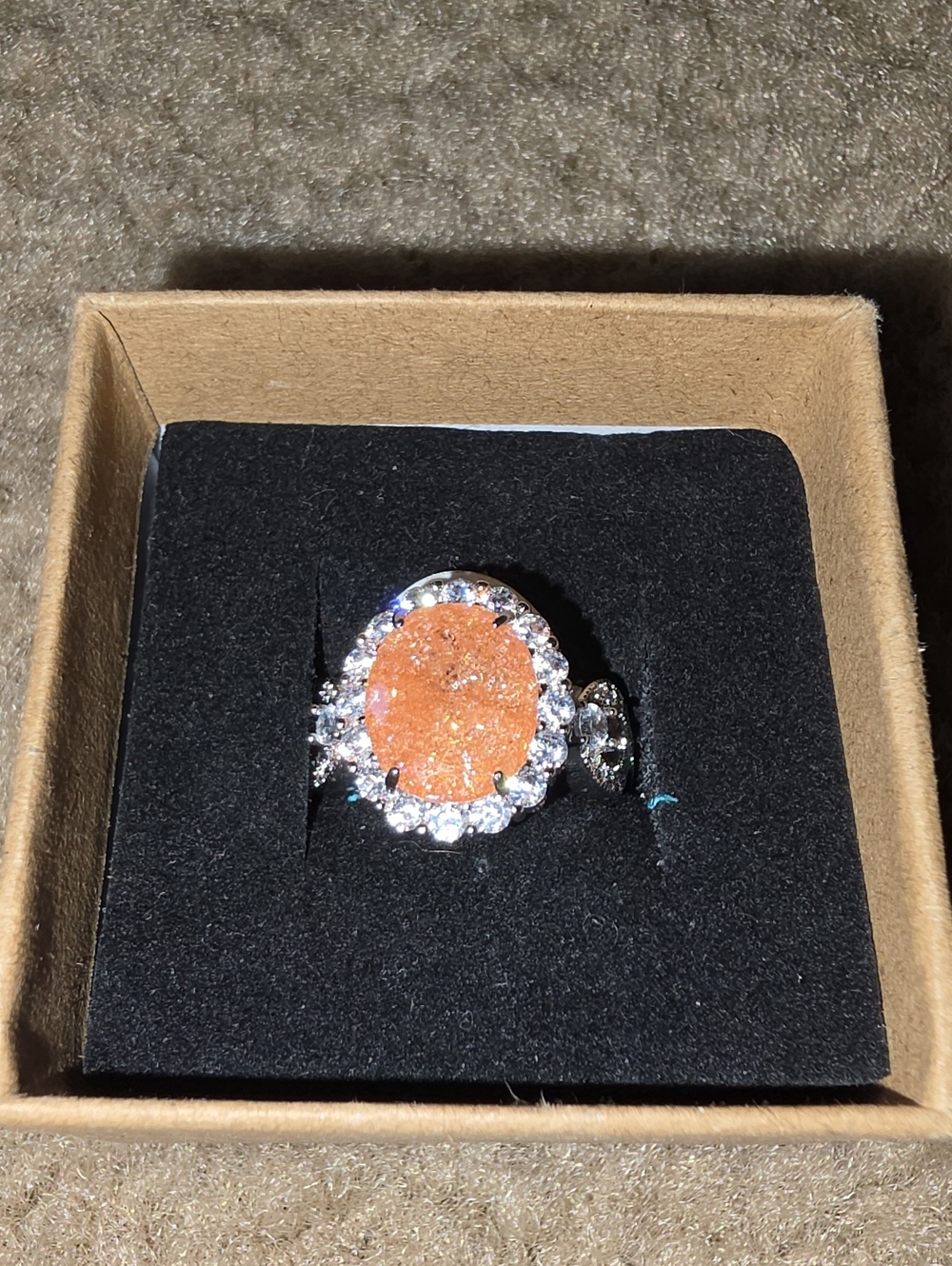 2424 Uni Peach Ice Crystal Bp Size 6 Rhodium Women Jewelry